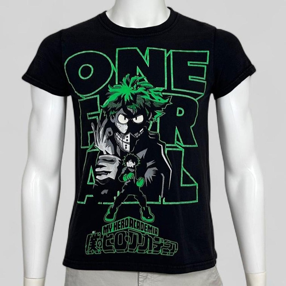 My Hero Academia Izuku Midoriya One For All Anime Graphic T-Shirt Black Size S